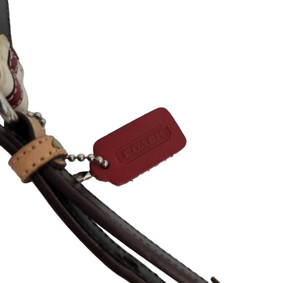 Coach Red White Stripe Coach Creed Tab Leather Belt Size Medium - Picture 3 of 4